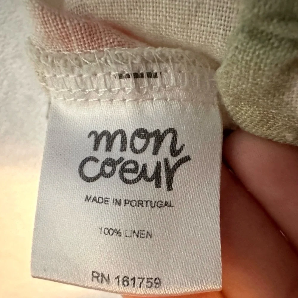 Mon Coeur Portugal Girls Abstract Scribble Linen Halter Dress Kids 6 Beige